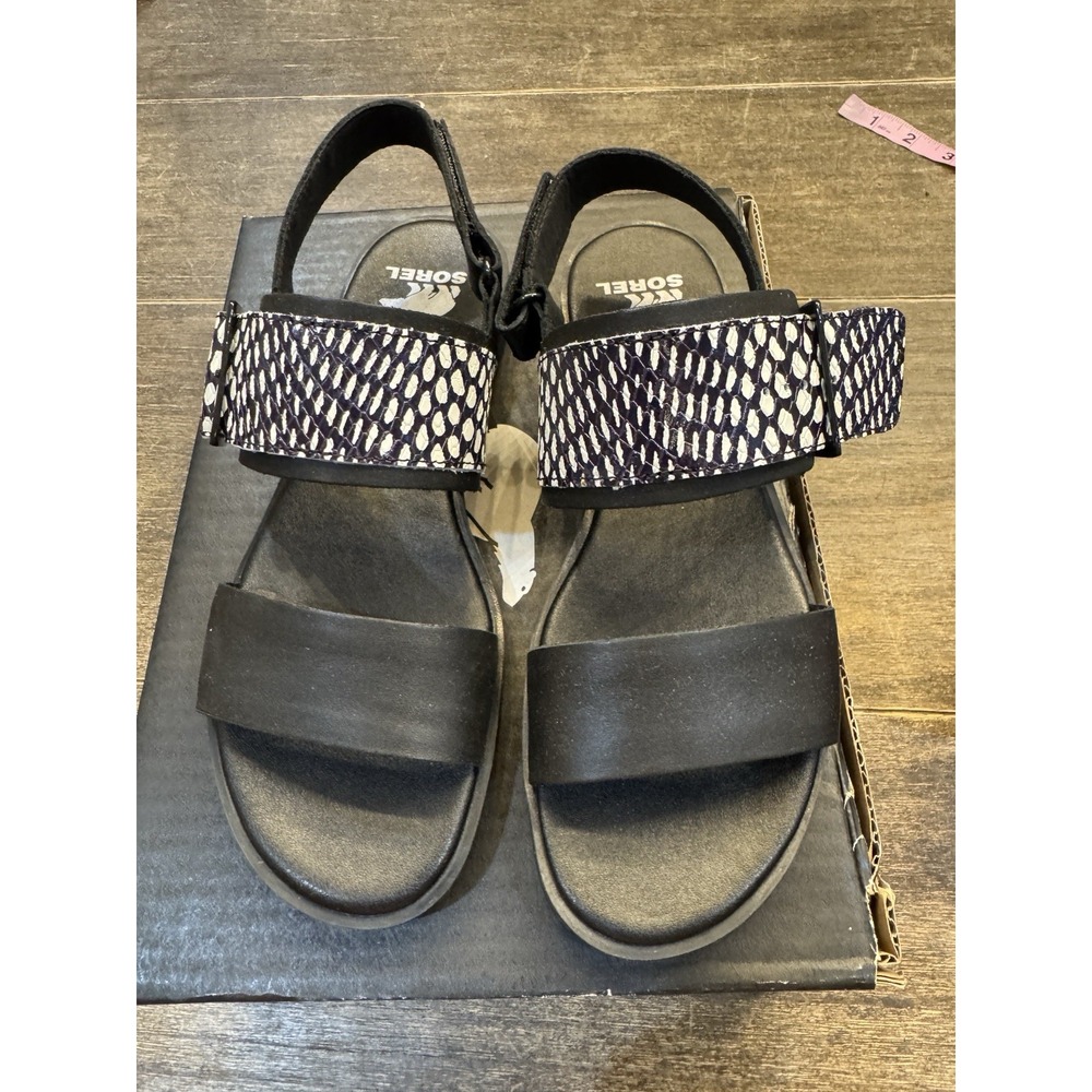 Woman's Sandals‎ SOREL Ella™ III Slingback Black White Size 9.5 - Picture 2 of 9